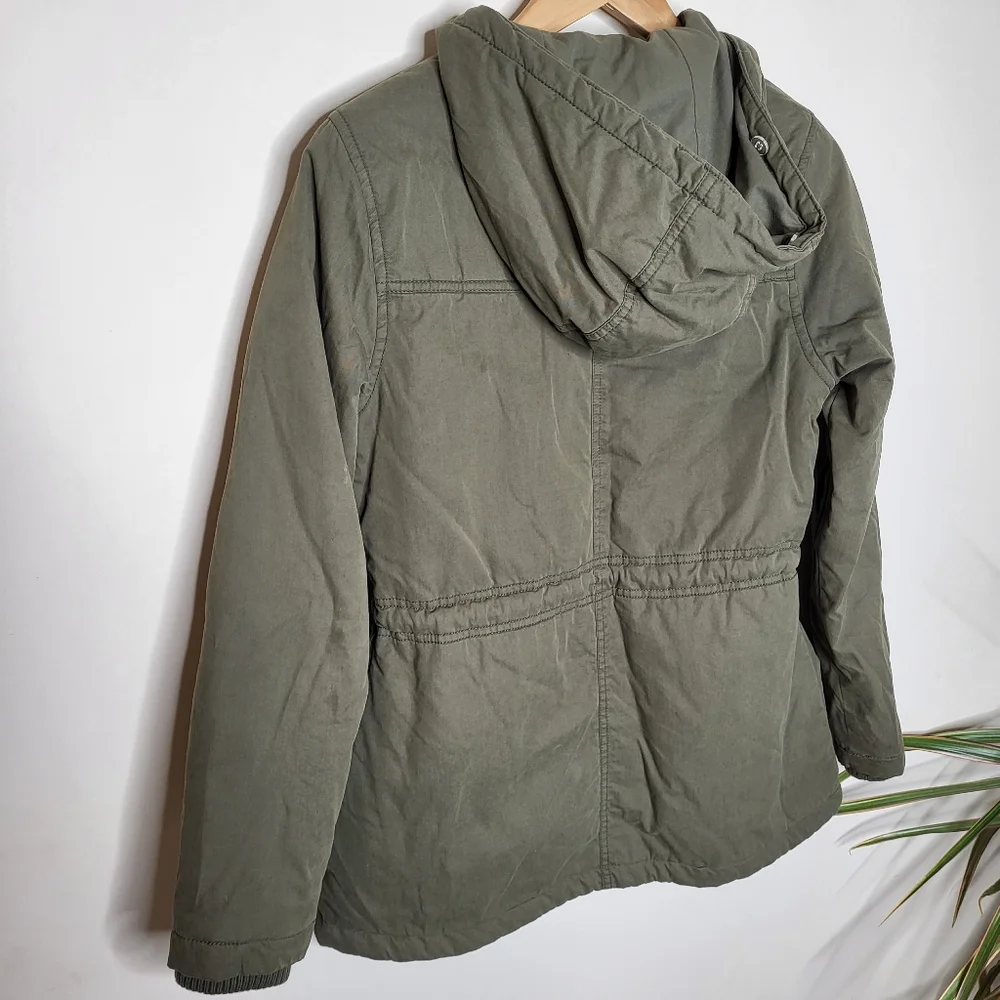 Khaki Cinched Waist Parka Jacket - Picture 8 of 11